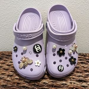 Lilac Crocs With unique charms